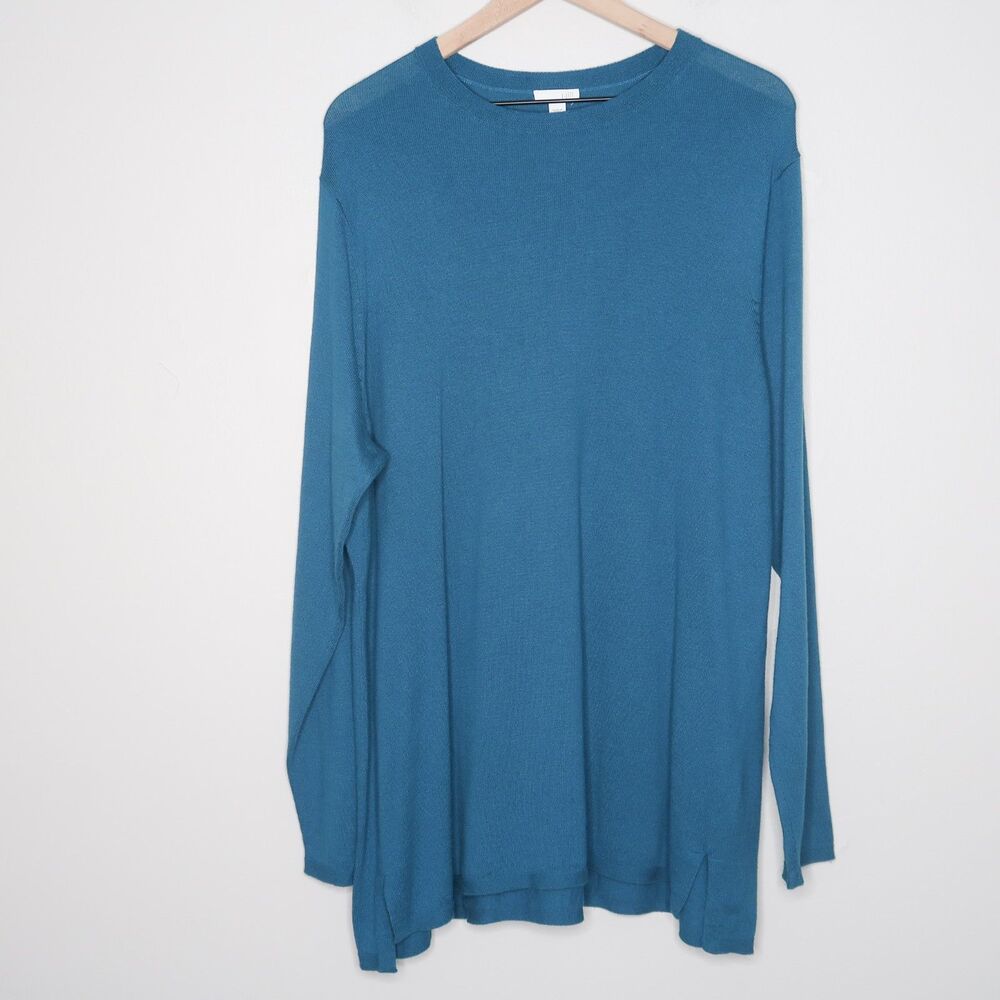 J.Jill Womens Sweater XL Blue Teal Pullover Oversized Lounge Cotton